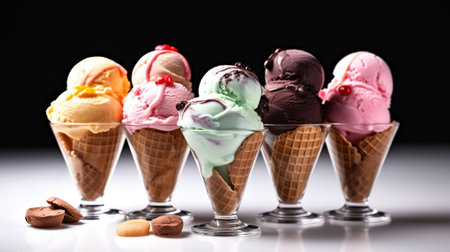 Various flavors ice cream, Generative AIの素材