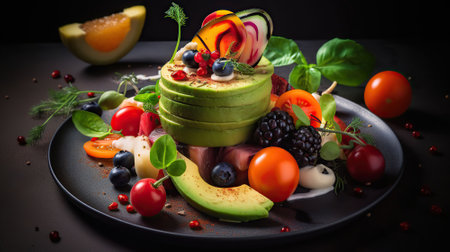 A Feast for the Eyes and Taste Buds, A Vibrant and Tempting Meal. Generative AIの素材
