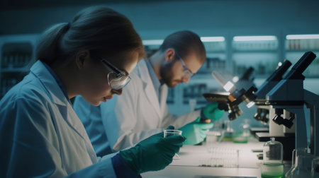 The Art of Experimentation, A Diverse Group of Men and Women Scientists Pushing the Limits of Science in the Lab. Generative AIの素材