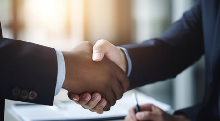 Businessman shaking hands with client, Generative AIの素材