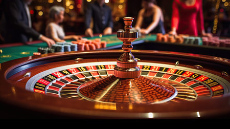 Roulette Excitement, Players Testing Their Luck at the Casino Roulette Table, Generative AIの素材
