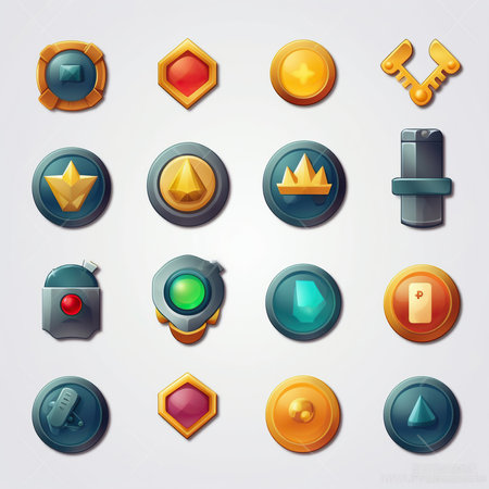 Game UI assets set. Gaming user interface icons collection. vector illustration. Generative AIの素材