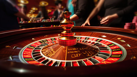 Roulette Excitement, Players Testing Their Luck at the Casino Roulette Table, Generative AIの素材