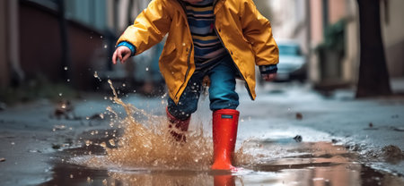 Little Boys Playful World of Water, Generative AIの素材