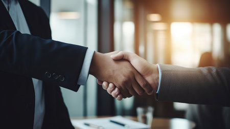 Businessman shaking hands with client, Generative AIの素材
