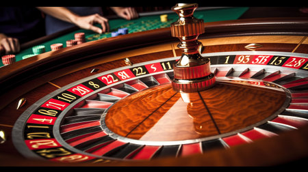 Wheel of Fortune, The Mesmerizing Spin of the Casino Roulette Wheel, Generative AIの素材