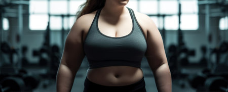 Overweight woman in a gym. Body positive concept. Generative AIの素材