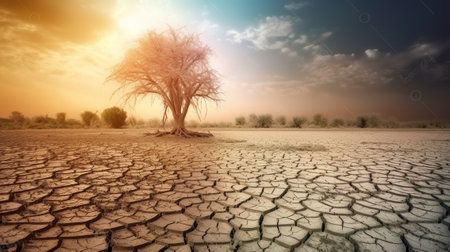 Global warming and climate change, Crisis of Drought. Environmental problem. Generative AIの素材