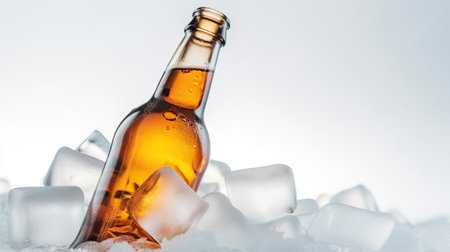 Savor the Icy Essence of Beer Infused with the Chill of Frost. Generative AIの素材