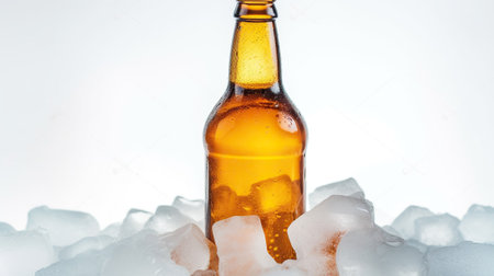 Taste the Subzero Sensation of a Beer Bottle Enveloped in Ice. Generative AIの素材