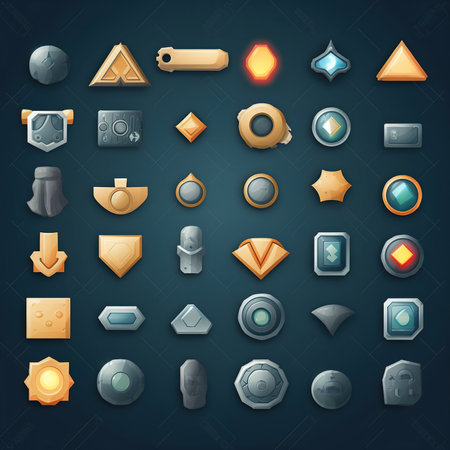 Explore a Vast Collection of Gaming User Interface Icons in the Game UI Assets Set. Generative AIの素材