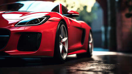 Luxury red sport car wallpaper. Generative AIの素材