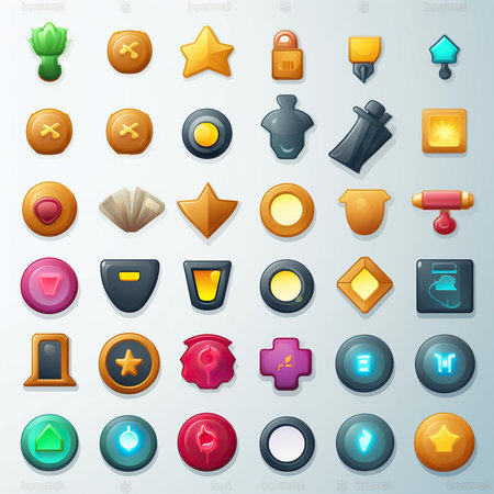 Explore a Vast Collection of Gaming User Interface Icons in the Game UI Assets Set. Generative AIの素材