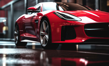 Luxury red sport car wallpaper. Generative AIの素材