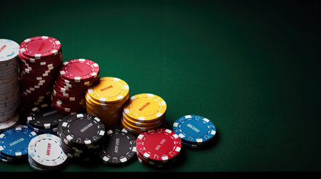 Luck in the Stack, Realistic Empty Casino Chips for Endless Gaming Excitement. Generative AIの素材