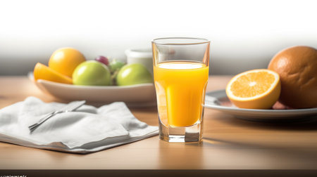 A cup of juice, in the style of grandiose composition, high-key lighting, crisp and clean look, Generative AIの素材
