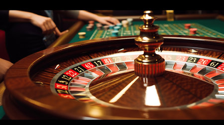 Wheel of Fortune, The Mesmerizing Spin of the Casino Roulette Wheel, Generative AIの素材