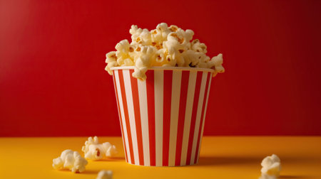 Red and white popcorn bucket, Generative AIの素材