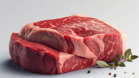 A Feast for Meat Lovers, Unveiling the Raw Beauty of Fresh Cuts and Mouthwatering Steaks. Generative AIの素材