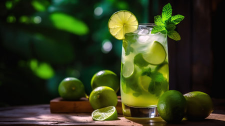 Summer Tropical Cocktail drink, enjoy mojito Paradise. Generative AIの素材