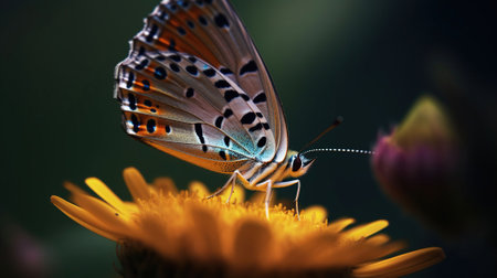 Realistic butterfly landed on a flower, Generative AIの素材