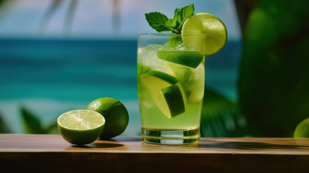 Sipping the Essence of Summer in a Paradise-Inspired Cocktail. Generative AIの素材