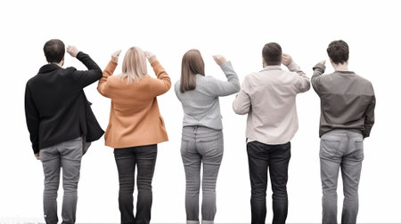 Group of angry people protesting on demonstration over white background. Generative AIの素材