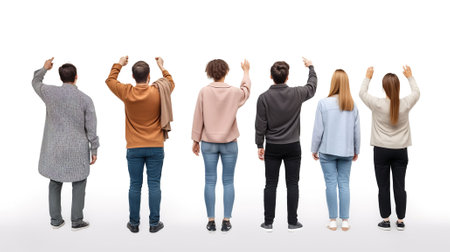 Protest and human rights concept - group of angry people protesting on demonstration over white background. Generative AIの素材