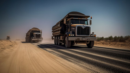 The Science and Art of Road Construction with Asphalt Concrete Paving. Generative AIの素材