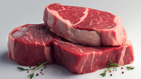 From Farm to Plate, Raw Ingredients Transformed into Delectable Steak. Generative AIの素材
