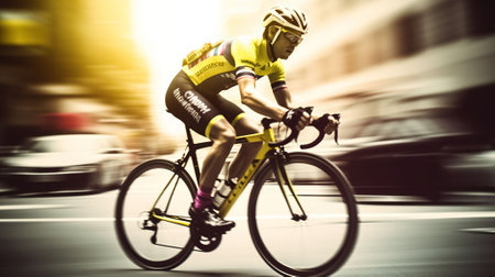 Conquering Roads with Grace and Velocity on a Bright Day. Generative AIの素材
