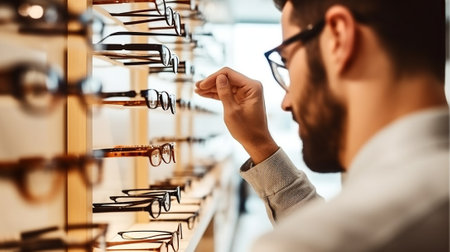 A Bearded Gentleman's Quest for the Perfect Optical Eyewear. Generative AIの素材