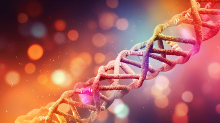 Radiant Genetics, The Dance of Colored Lights in DNA, Generative AIの素材