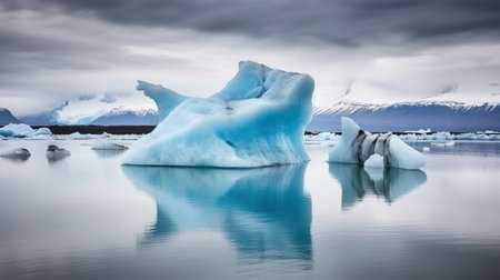 Crystal Meltdown, The Surreal Transformation of an Icelandic Blue Iceberg Lagoon, Climate change. Generative AIの素材