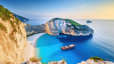 Ionian Islands, Zakynthos, Navagio beach. Greece. Generative AIの素材