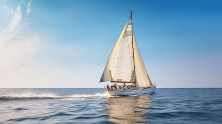 Sailboat speeding through ocean with friends on board, Generative AIの素材