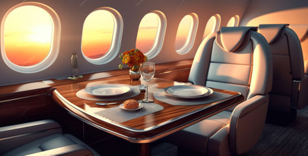 Business class travel concept luxury private jet, Generative AIの素材