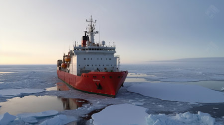 Unveiling the Secrets of the Ice, Research Vessel Explores Antarctica's Frozen Landscape, Generative AIの素材