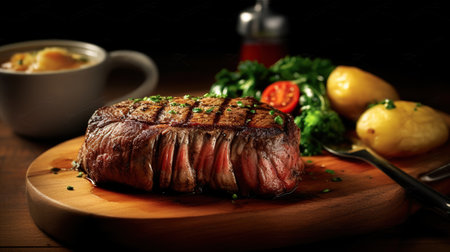 Tantalizing Temptation, The Allure of a Perfectly Grilled Beef Steak, Generative AIの素材