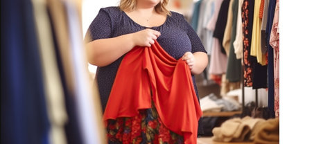 A Beautiful Journey of Self-Expression Through Boutique Shopping for Overweight Women. Generative AIの素材