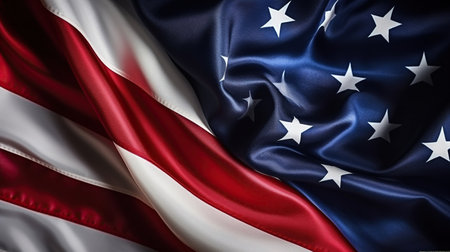 Patriotic composition with ruffled American flag on black background. 4th of july Independence day concept. Background, Generative AIの素材