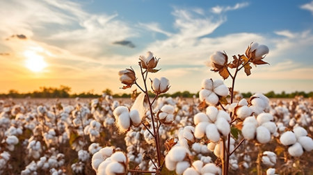 Delicate Cotton Fields Ready to be Gathered. Generative AIの素材
