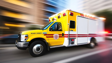 The Swift Journey of an Ambulance in Motion Blur. Generative AIの素材