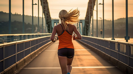 Inspiring Female Runner Pushing Her Limits, Conquering the Path Ahead. Generative AIの素材