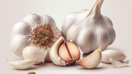 Garlic, white background. Generative AIの素材