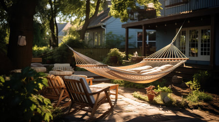 Hammock Haven, Unwind and Recharge Amidst Nature's Beauty and Stylish Patio Furnishingsの素材