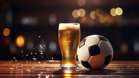 Soccer Ball and Mug of Beer Create the Ultimate Match. Generative AIの素材