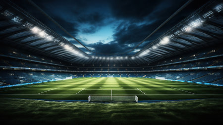 Lighting Up the Arena for a Game of Goals and Glory. Generative AIの素材