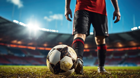 Soccer Player's Mastery on the Stadium's Grand Stage. Generative AIの素材