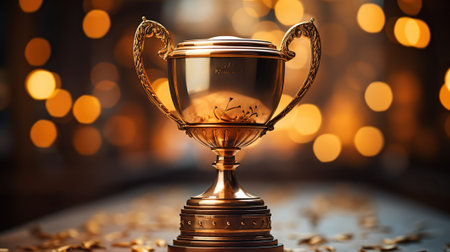 The Elegance of a Gold Trophy Cup. Generative AIの素材